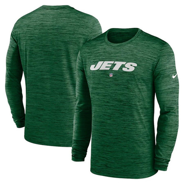 New York Jets Green Sideline Team Velocity Performance Long Sleeve T-Shirt